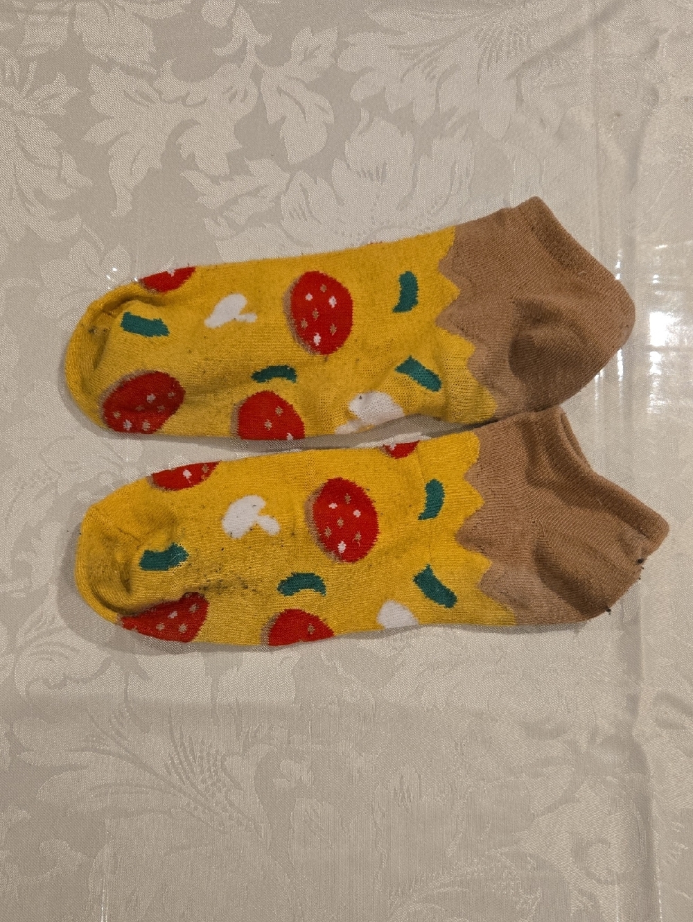 Pizza Ankle Socks with Toppings Mushroom And Pepper